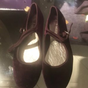 Purple velvet ballerina flats never worn size 9